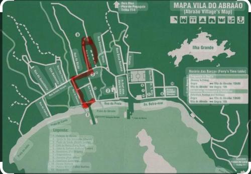 a map of the marina villa with red arrows at Loft Visão do Papagaio Ilha Grande - Abraão in Abraão