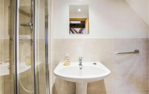 a bathroom with a sink and a shower at Amazing Home In St Pierre En Auge in Vieux-Pont-En-Auge