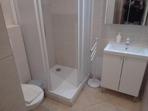 Ένα μπάνιο στο Apartment with 2 rooms and kitchen Pension Kubu