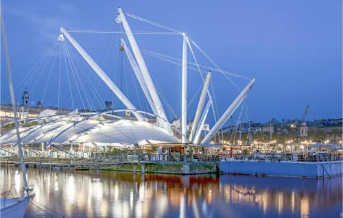 a large white stadium sitting on top of a body of water at Elena Rosetta Rizzo in Chiavari