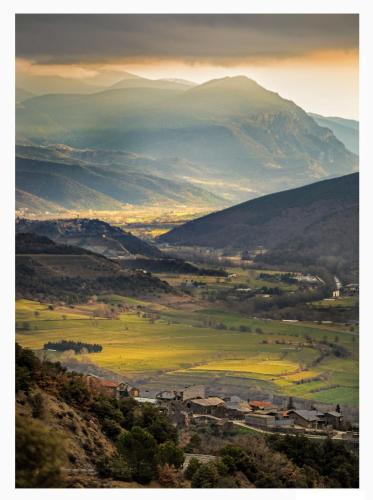 a view of a valley with mountains in the distance at Hotel Restaurante La Glorieta in La Seu d'Urgell