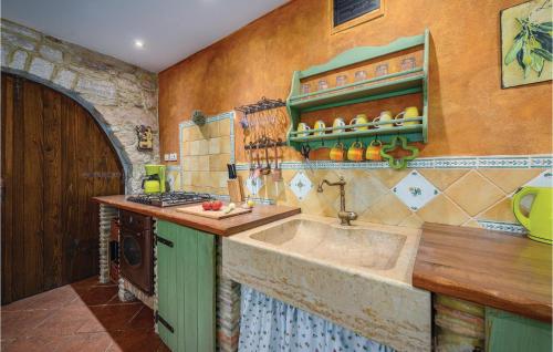 a kitchen with a sink and a counter top at Holiday Home Butkovici Croatia in Butkovići