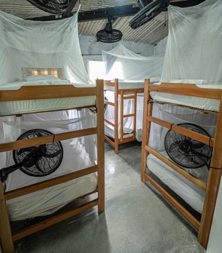 a group of three bunk beds in a room at Casa Danam in Santa Marta