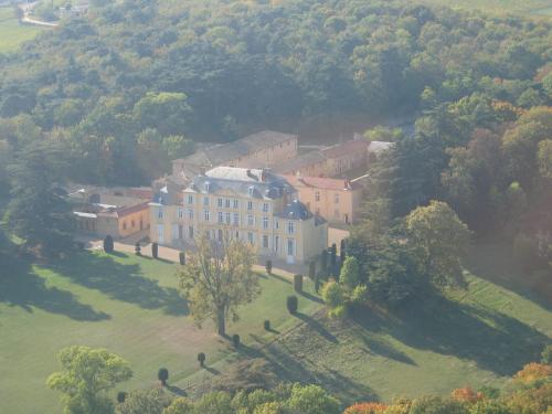 an aerial view of a large house on a green field at Château de Saint Trys in Anse