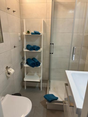 Ένα μπάνιο στο Apartment Plöner See