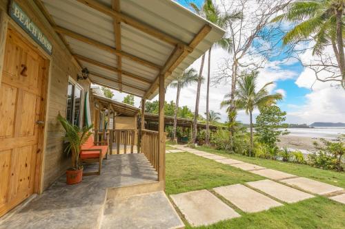 a porch of a house with a view of the ocean at Rancho Estero in Santa Catalina