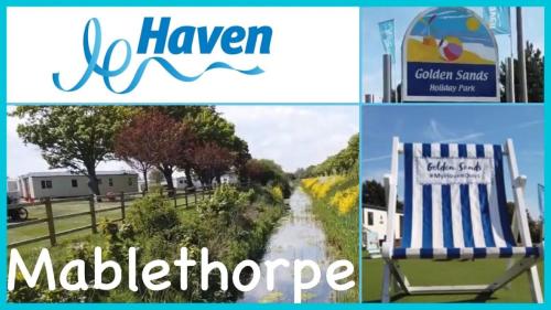 a collage of photos with a picture of a road and a chair at Haven Golden Sands Immaculate 3 Bedroom Pet and Autism Friendly 6 Berth Caravan with Large Gated Veranda in Mablethorpe