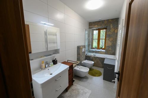 Koupelna v ubytování Chalupa Vrchy