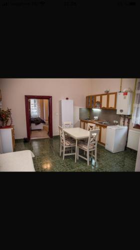 a kitchen with a table and chairs in a room at Zara Central Apartments in Arad