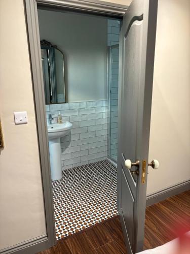 a bathroom with a toilet and a sink at The Blue Door in Castleisland