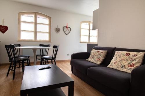 un salon avec un canapé et une table dans l'établissement Bel appartement au centre de Colmar, à Colmar