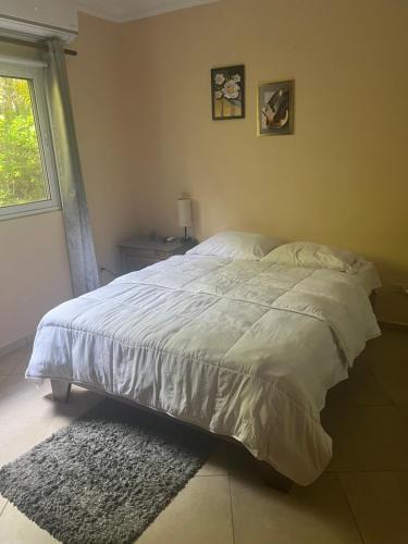 a large bed in a bedroom with a window at Casa Linda beautiful Villa in Sosúa