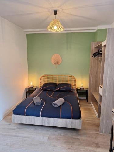 Кровать или кровати в номере Faubourg des voyageurs 6 - T3 climatisé 4 personnes - proche axe autoroute