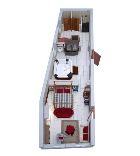 an overhead view of a floor plan of a room at Le Spa du Sorcier in Longeville-lès-Metz