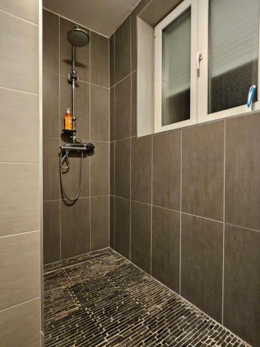 a shower with a shower head in a bathroom at Bienvenue chez Angèle Homes 1 in Niederbronn-les-Bains
