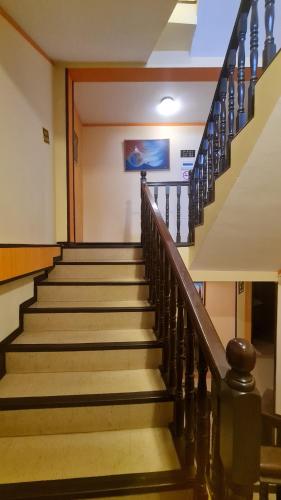 a set of stairs in a building at Hostal Montañes in La Paz