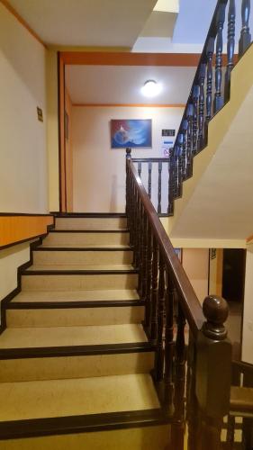 a set of stairs in a building at Hostal Montañes in La Paz