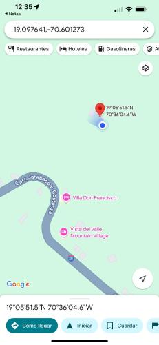 a screenshot of a cell phone with a map of a road at Vista Montaña Jimenoa De La Rosa in Jarabacoa
