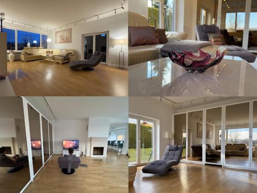 four different views of a living room and a living room at Grand Villa Berg-Starnberg For Your Vacation, Retreat, Workshop, Corporate and Familys event in Berg am Starnberger See
