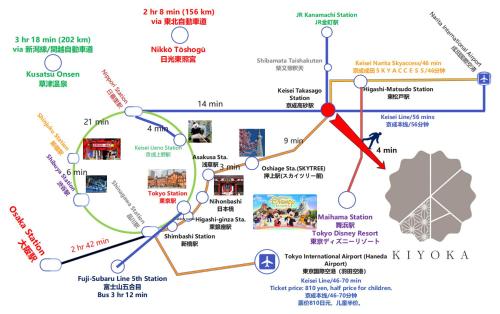 a map of kyrgyzstan showing the attractions at Asakusa-Ginza-Skytree-Stn-4min-95sqm-Garage-2WC-2Swr in Tokyo