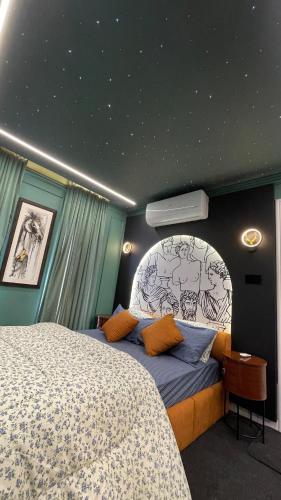 a bedroom with a large bed in a room at Luxury Elite Apartment with Exclusive Views in Lahore