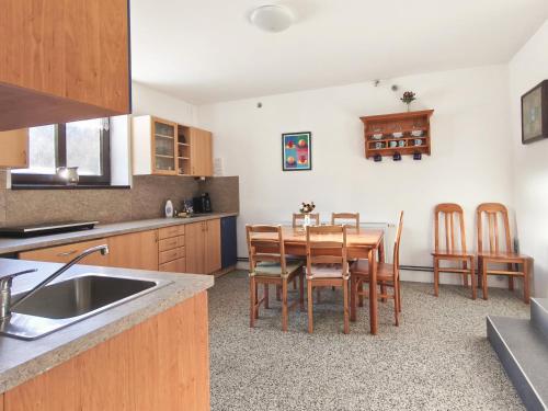 a kitchen with a table and chairs in it at JOSEFAC Family & Friends Villa in Josefuv dul