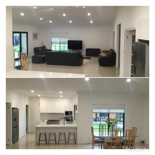 a living room and a kitchen and a living room at Great friends and family getaway in Annangrove