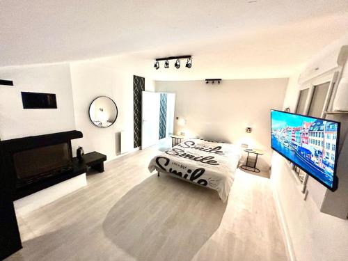 Μια τηλεόραση ή/και κέντρο ψυχαγωγίας στο Lodge Spa Privâtes champagne