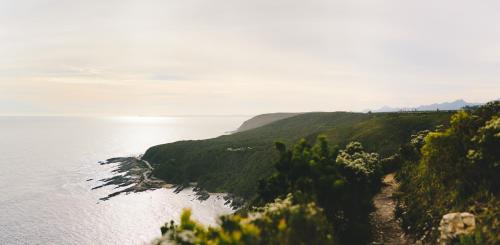 a view of the ocean from a hill at The Hive - Cloud at Misty Mountain Reserve in Stormsrivier