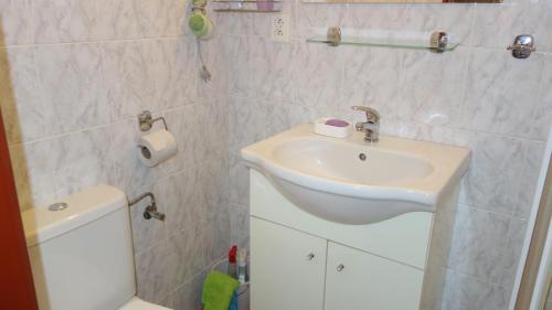 a bathroom with a sink and a toilet at Guest House Melusine in Loučná pod Klínovcem
