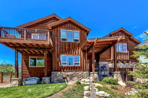 a log home with a wrap around deck at 1376MD Angora View in South Lake Tahoe