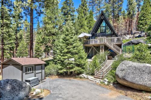 an image of a house in the woods at 3001R Reindeer A Frame Cabin in South Lake Tahoe