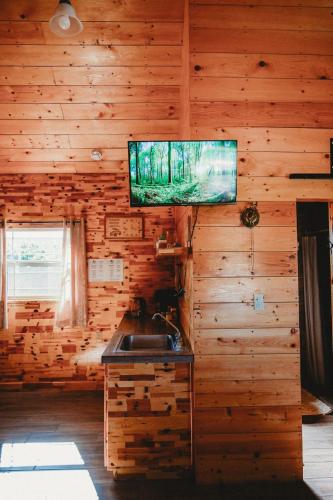 Televisyen dan/atau pusat hiburan di Cabaña The Pondside Cabin
