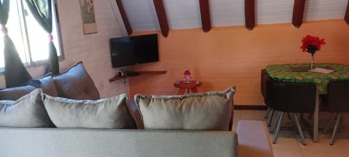 TV a/nebo společenská místnost v ubytování Cabaña LOS BÚHOS