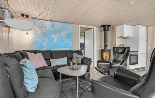 a living room with a couch and chairs and a table at Lovely Home In Haderslev With Wifi in Haderslev