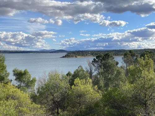 a view of a large body of water with trees at Casa Rural Renueva en Buendía in Buendía