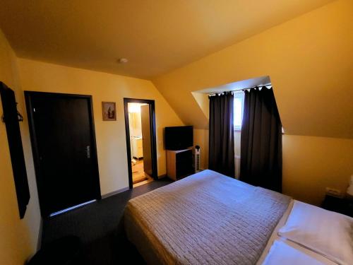 a bedroom with a large bed in a room at Forest Inn in Izvorani