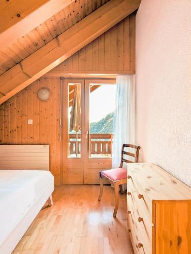Postel nebo postele na pokoji v ubytování Ovronnaz vue imprenable, terrasse & accès bains