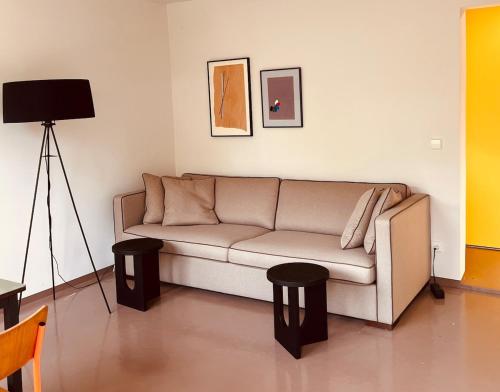 Χώρος καθιστικού στο Sommerhaus am Trebuser See