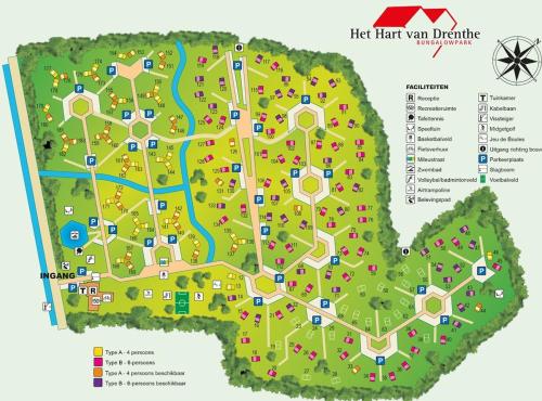 a map of a park with attractions at Roerdomp I Vrijstaande Bungalow met Buiten Zitjes in Zwiggelte