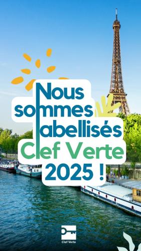 a poster of the eiffel tower and the river seine at Novotel Paris 13 Porte d'Italie in Le Kremlin-Bicêtre