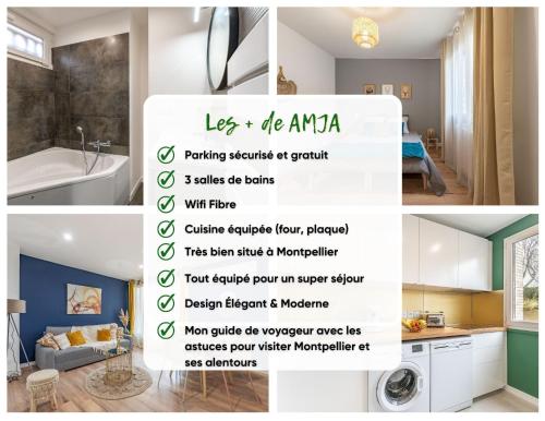 Kúpeľňa v ubytovaní AMJA Proche clinique Saint-Roch apt 3 chambres 3 salles de bain parking gratuit idéal famille groupe coworking 10 min centre ville 10 min plage 5 min sortie autoroute