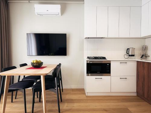 Dapur atau dapur kecil di Комплекс апартаментів "Крайобраз"