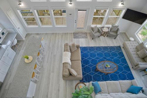 an overhead view of a living room with a couch at Spacious Beachfront 5BR with Gorgeous Ocean views - Blue Footed in Bolivar Peninsula