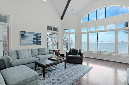 a living room with a couch and a table at Lake Shore Living in Michiana