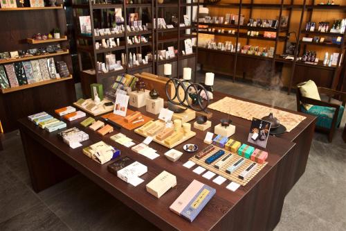 a counter in a store with a bunch of products at Gaeavilla Resort in Jian