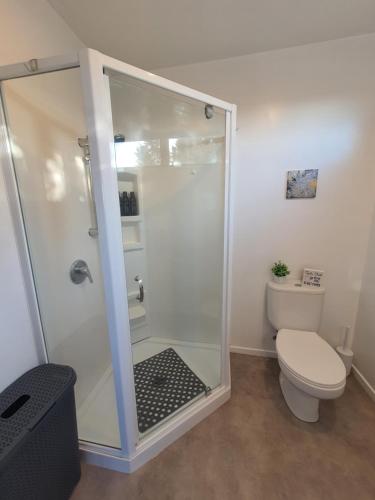 OpuaにあるStudio on the Bayのシャワーとトイレ付きのバスルーム