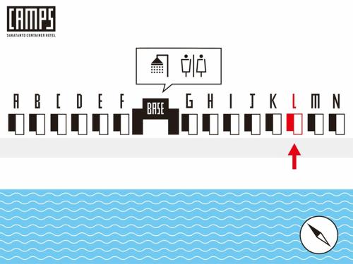 an illustration of the water and a ship at Sakatanto Container Hotel CAMPS in Sakata
