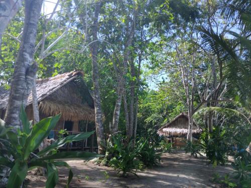a couple of huts in the jungle at Yenaduak Guest House in Dokkor