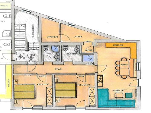a drawing of a floor plan of a house at Apartment in Wald near Ski Slopes in Wald im Pinzgau